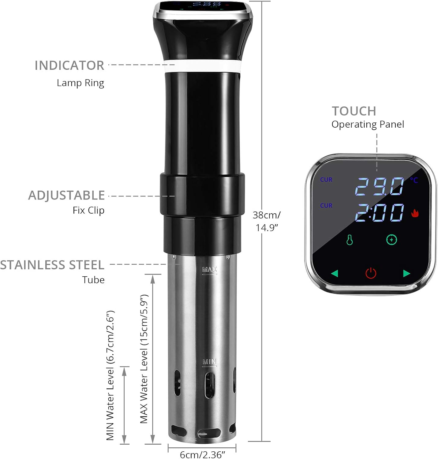 Tanice Sous Vide, Precision Cooker Immersion Circulator 1100W Water Sous Vide Device with Accurate Temperature and Time Control Sous Vide Cookbook Included